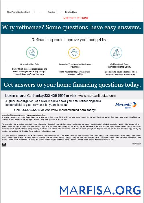 Blank Venezuela Mercantil bank mortgage statement in Word and PDF formats, 3 pages sample